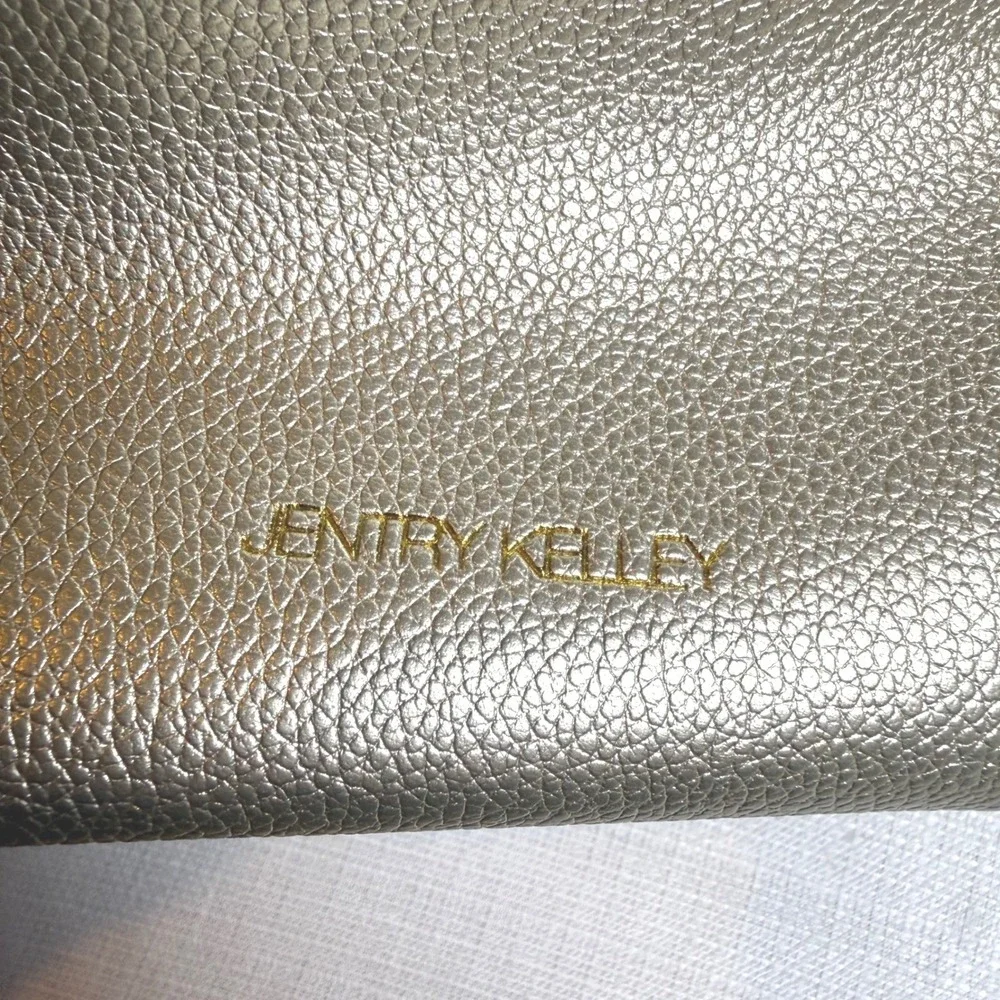 Jentry Kelley Gold Metallic Knotted Handle‎ Vegan Leather Crossbody Hobo Bag